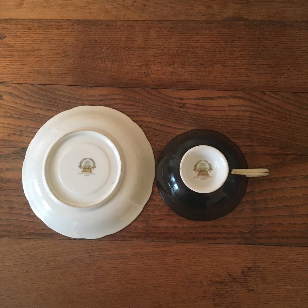 CHINTZ Vintage Black And Gold Teacup And Saucer SGK Made In Occupied Japan EUC - Picture 4 of 5